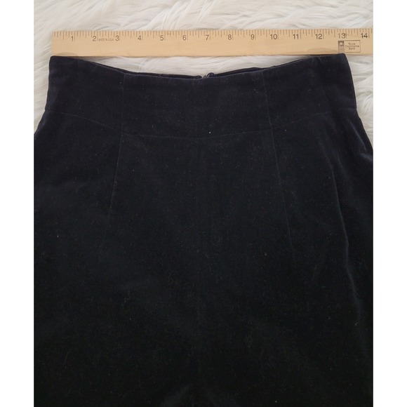 Velvet Black High-Waisted Cropped Wide Leg Pants Vintage Rare 90s Y2K - Picture 5 of 8
